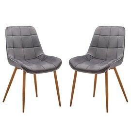 Primo Grey Fabric Dining Chairs With Oak Legs In Pair