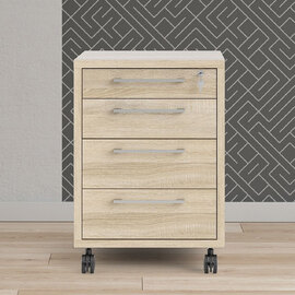 Primora Wooden Mobile Office Pedestal With 4 Drawers In Oak