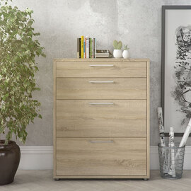 Primora Wooden Office Storage Cabinet with 4 Drawers In Oak