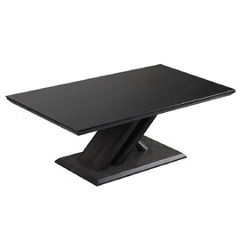 Prisca Black Glass Coffee Table With Wooden And Chrome Base
