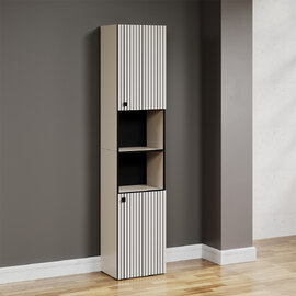 Provence Tall Wooden Bathroom Storage Cabinet in Light Grey