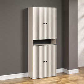 Provence Wide Wooden Bathroom Storage Cabinet in Light Grey