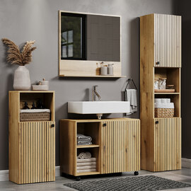 Provence Wooden Bathroom Furniture Set with 4 Doors in Evoke Oak