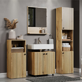 Provence Wooden Bathroom Furniture Set with 5 Doors in Evoke Oak