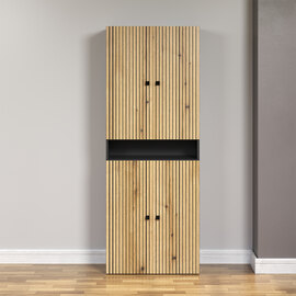 Provence Wooden Bathroom Storage Cabinet in Anthracite and Evoke Oak