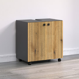 Provence Wooden Vanity Unit with 2 Doors in Anthracite and Evoke Oak