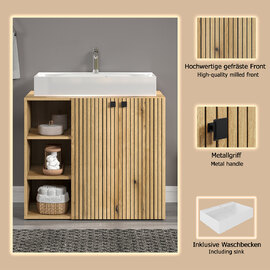 Provence Wooden Vanity Unit with Basin in Evoke Oak