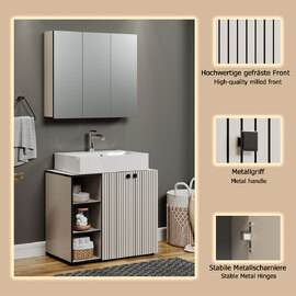 Provence Wooden Vanity Unit with Mirror Cabinet in Light Grey