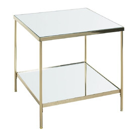 Pulaski Large Mirrored Square End Table With Brass Frame