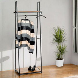 Pulaski Large Wooden Coat Stand With Metal Frame In Dark Oak