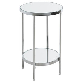 Pulaski Small Mirrored Round End Table With Chrome Frame