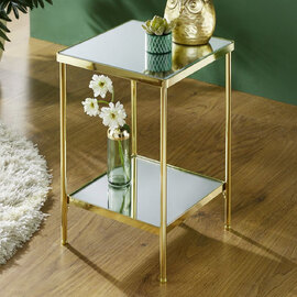 Pulaski Small Mirrored Square End Table With Brass Frame