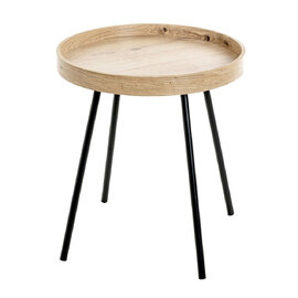 Pulaski Wooden End Table With Black Metal Legs In Light Oak