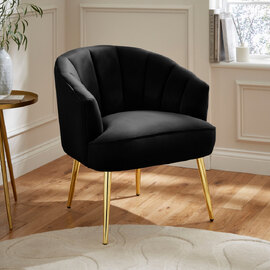 Pulford Velvet Accent Chair With Gold Legs In Black