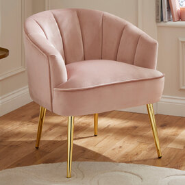 Pulford Velvet Accent Chair With Gold Legs In Blush Pink