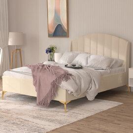 Pulford Velvet Ottoman Storage King Size Bed In Natural