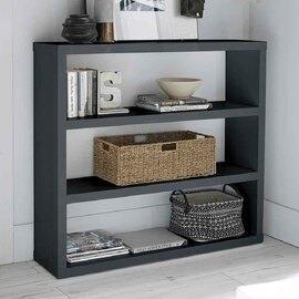 Purer High Gloss Bookcase With 4 Shelves - Charcoal
