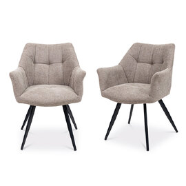 Pureva Taupe Fabric Dining Chairs with Black Legs in Pair
