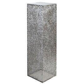 Purley Large Glass Metal Decorative Pillar In Silver