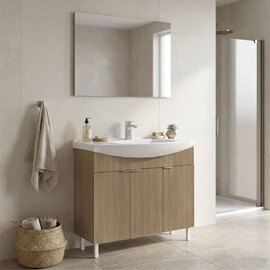 Purus 1000mm Wooden Bathroom Furniture Set with 3 Doors in Oak
