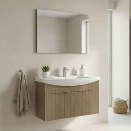 Purus 1000mm Wooden Wall Mounted Bathroom Furniture Set in Oak