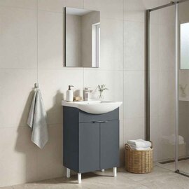 Purus 550mm Wooden Bathroom Furniture Set with 2 Doors in Matte Anthracite