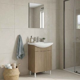 Purus 550mm Wooden Bathroom Furniture Set with 2 Doors in Oak