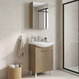 Purus 550mm Wooden Bathroom Furniture Set with 3 Doors in Oak