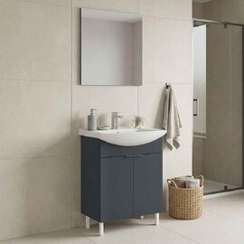 Purus 650mm Wooden Bathroom Furniture Set with 2 Doors in Matte Anthracite