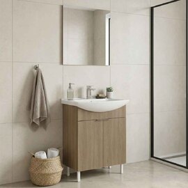Purus 650mm Wooden Bathroom Furniture Set with 2 Doors in Oak