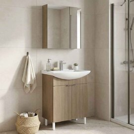 Purus 650mm Wooden Bathroom Furniture Set with 4 Doors in Oak