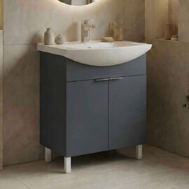 Purus 650mm Wooden Vanity Unit & Basin in Matte Anthracite