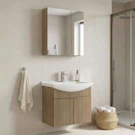 Purus 650mm Wooden Wall Mounted Bathroom Furniture Set with 4 Doors in Oak