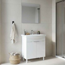 Purus 800mm Wooden Bathroom Furniture Set with 2 Doors in White