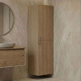 Purus Tall Wooden Wall Mounted Bathroom Storage Cabinet in Sonoma Oak