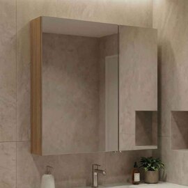 Purus Wooden Wall Mounted Bathroom Mirror Cabinet in Sonoma Oak