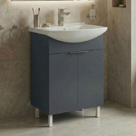 Purus Wooden Wooden Vanity Unit & Basin in Matte Anthracite