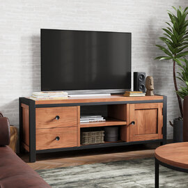 Qimera Acacia Wood TV Stand with 1 Door 2 Drawers