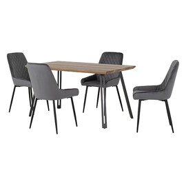 Qinson Straight Edge Dining Table With 4 Avah Grey Chairs