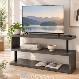 Qinson Wooden TV Stand in Black