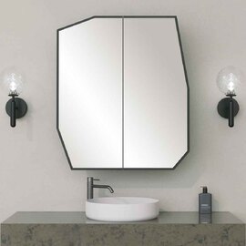Quartz Wooden Bathroom Mirror Cabinet in Black