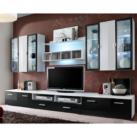 Quebec High Gloss Entertainment Unit In Black With LED