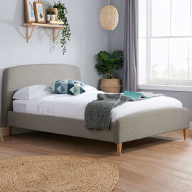 Quebecor Fabric Small Double Bed In Grey