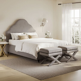 Quechee Fabric King Size Bed In Light Grey