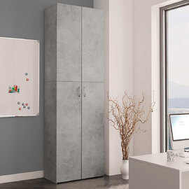 Quilcene 190cm Wooden Office Cabinet In Concrete Grey