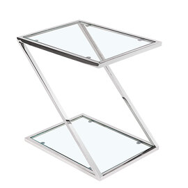 Quin Clear Glass Lamp Table With Silver Stainless Steel Frame