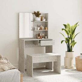 Quito Wooden Dressing Table Set In Concrete Effect