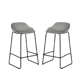 Racco Light Grey Plastic Bar Stools With Metal Legs In Pair