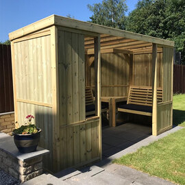 Radley Wooden Enclosed Garden Pergola Seating Bench In Natural