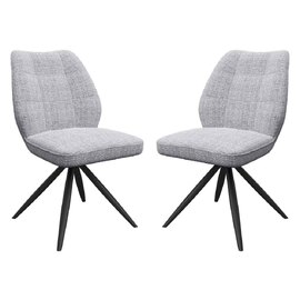 Raevo Grey Fabric Swivel Dining Chairs with Metal Legs in Pair